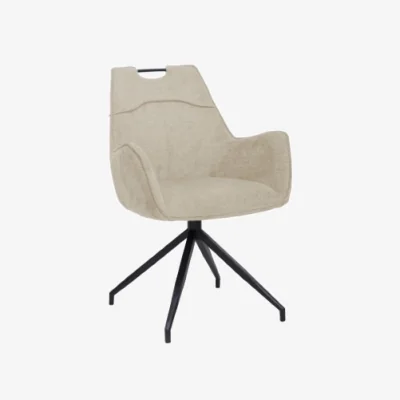 Downtown Agatha Upholstered Swivel Dining Armchair - Natural