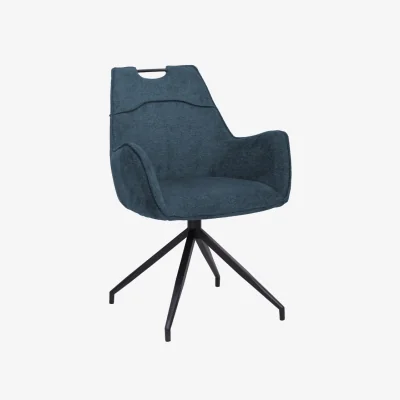Downtown Agatha Upholstered Swivel Dining Armchair - Blue