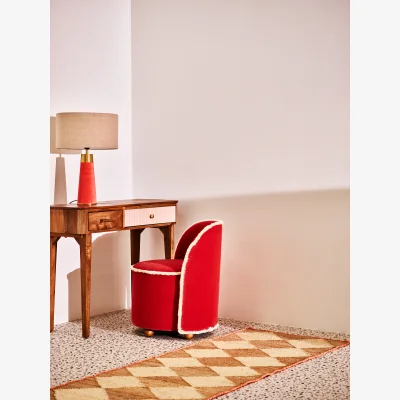Oliver Bonas Issey Coral Velvet Dressing Table Chair