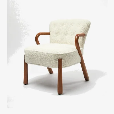 Oliver Bonas Rizado White Faux Sheepskin Boucle Armchair