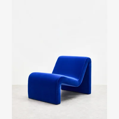 Oliver Bonas Pambo Cobalt Blue Velvet Lounge Chair