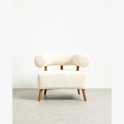 Oliver Bonas Musa White Boucle Bolster Accent Chair