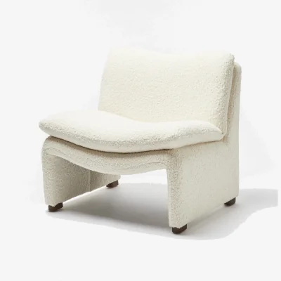 Oliver Bonas Maya White Faux Sheepskin Boucle Accent Chair