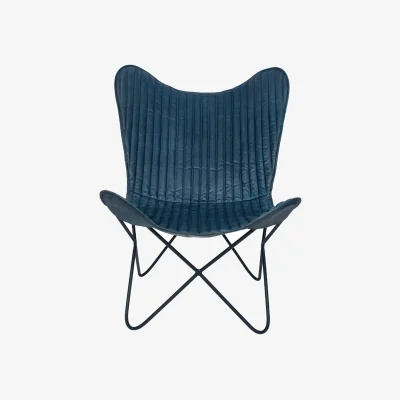 Pagazzi Admiral Blue Leather Butterfly Chair