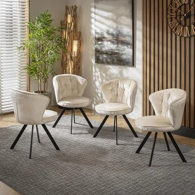 Quatropi 4 Elsie Swivel Dining Chairs Cream