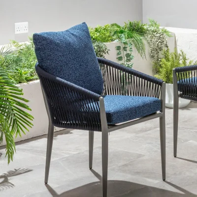 Quatropi Cole Aluminium Rope Outdoor Garden Dining Chair Midnight Blue