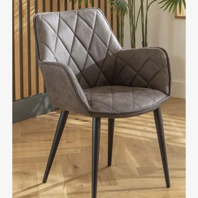 Quatropi Mia Carver Dining Chair with Arms Dark Grey