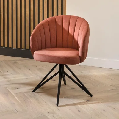 Quatropi Set of 2 Modern Carver Dining Chairs Unique Pink Fabric Swivel Base