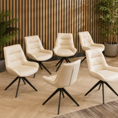 Quatropi Modern Swivel Genuine Leather Kitchen Dining Room Chair Cream