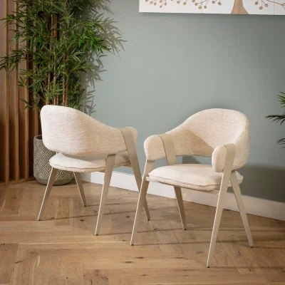 Quatropi Freya Ultra-Modern Metal Carver Dining Chair with Arm Cream