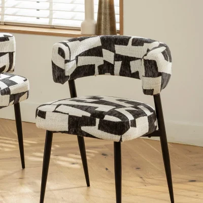 Quatropi Contemporary Kitchen Dining Room Chair White Black Fabric