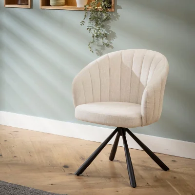Quatropi Modern Swivel Carver Dining Chair with Arms Premium Stone Fabric