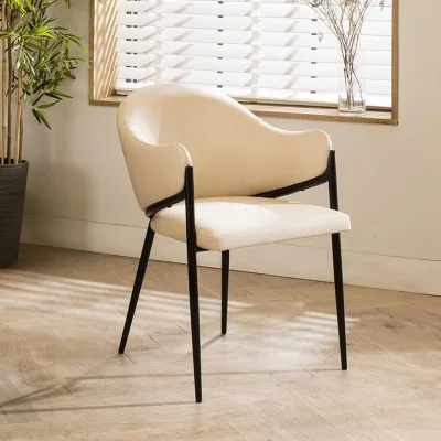 Quatropi Ashley Faux Leather Dining Chair Cream Clay