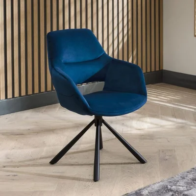 Quatropi Modern Unique Kitchen Swivel Velvet Dining Room Chair Blue