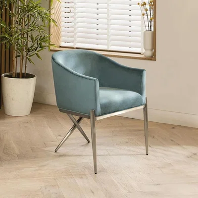 Quatropi Zoe Velvet Carver Dining Chair Teal & Silver