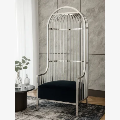 The Range Eliza Silver Finish Dome Cage Chair - Silver