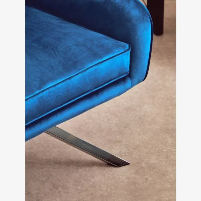 The Range Avery Midnight Velvet Swivel Chair - Blue