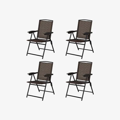 The Range Costway Set of 4 Patio Folding Chairs-Brown - Brown