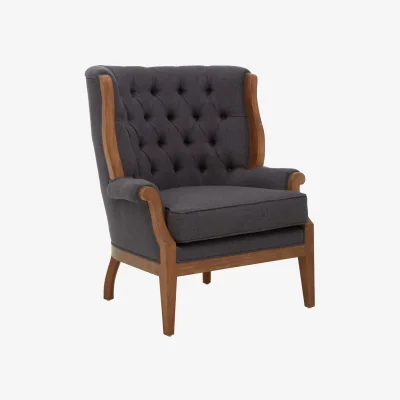 The Range Orsina Cabra Graphite Grey Chair with Tufted Back - Grey