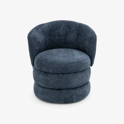 The Range Woven Chenille Blue Tilly Accent Swivel Chair - Blue