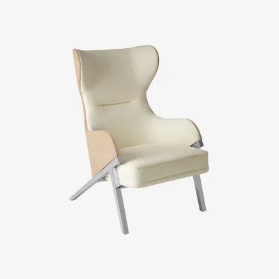 The Range Piermount Ivory Wingback Chair - White