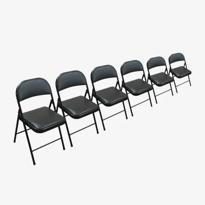 The Range TekBox 6x Folding Faux Leather Chairs - Black
