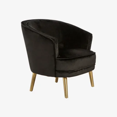 The Range Louxor Black Velvet Round Chair - Black