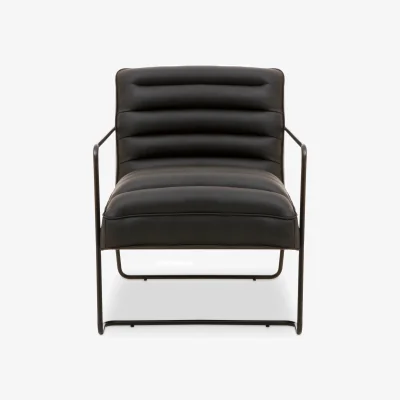 The Range New Foundry Leather Effect Black Chair - Black