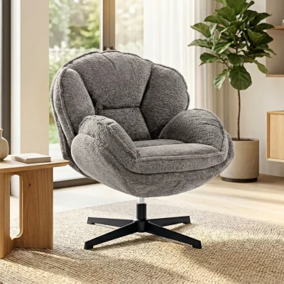 The Range HOMCOM Accent Chair with Swivel for Living Room - Grey