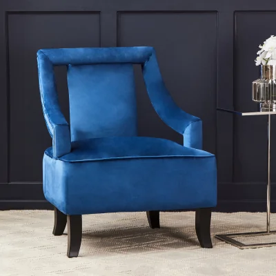 The Range Faye Midnight Blue Velvet Chair - Blue