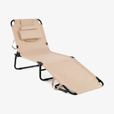 The Range Portable Sunbathing Chair with 4-Level Backrest - Brown