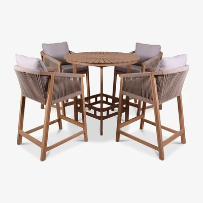 The Range Roma 4 Seat Rope Bar Set with Deluxe Chairs - Beige