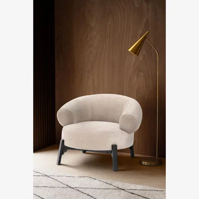 Rockett St George Beautiful Curved Cream Accent Armchair