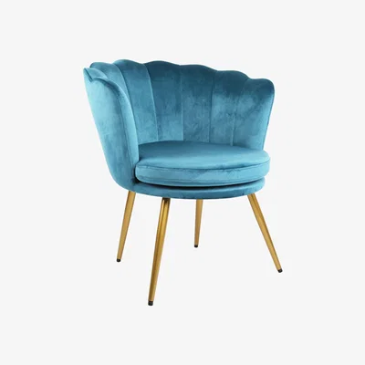 The Range Genesis Flora Accent Chair with Petal Back Scallop Armchair in Velvet - Teal