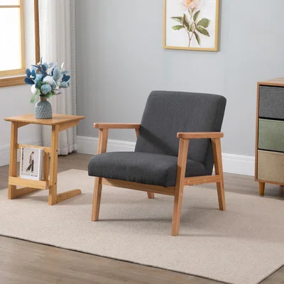 The Range Linen Fabric Accent Dining Chair - Dark Grey