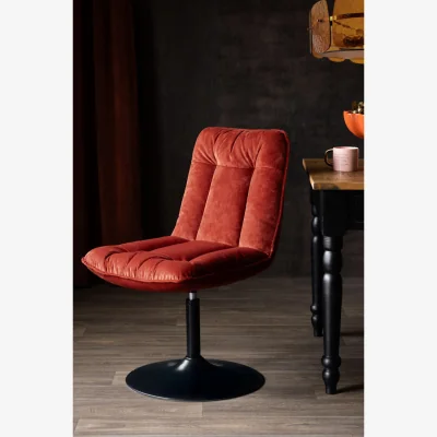 Rockett St George Burnt Orange Velvet Swivel Dining Chair