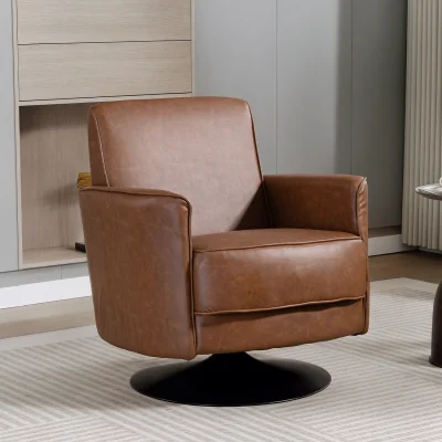 The Range HOMCOM Upholstered Swivel Accent Chair for Living Room - Brown