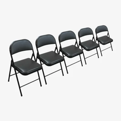 The Range TekBox 5x Folding Faux Leather Chairs - Black