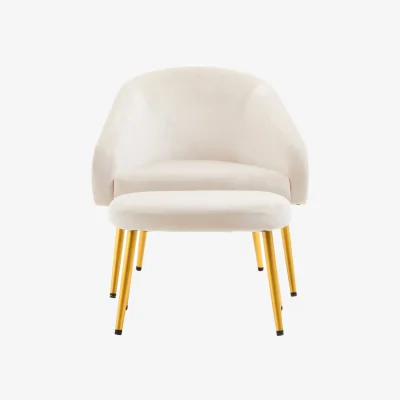 The Range Yasmeen Beige Chair And Footstool - Cream