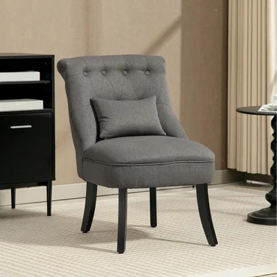 The Range HOMCOM Accent Chair with Solid Wood Leg - Charcoal Grey