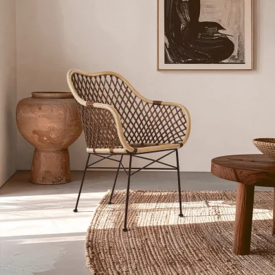 The Range Manado Natural Rattan and Metal Chair - Brown