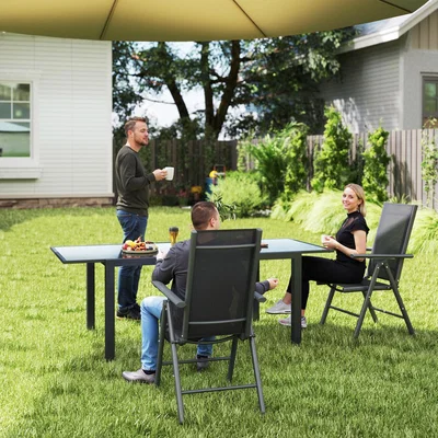 The Range Outsunny Set of 2 Folding Chair with Aluminium Frame - Dark Grey