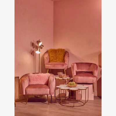 The Range Larissa Pink Velvet Channel Tufted Accent Chair - Pink