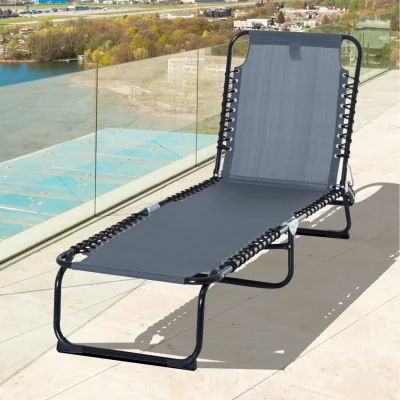 The Range Beach Chaise Chair, Folding Sun Lounger - grey