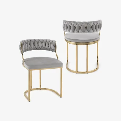 The Range Set of 2 Gold woven chair - Grey