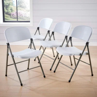 The Range Folding Set of Four Trestle Chairs - White