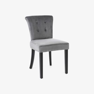 The Range Pair of Sandringham Lionhead Brushed Velvet Grey Accent Chairs - Grey