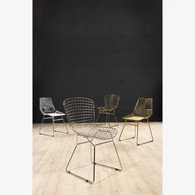 The Range District Small Gold Finish Metal Wire Chair - Gold