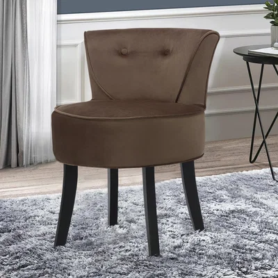 The Range Velvet Dressing Table Stool Bedroom Makeup Chair Footstool - Brown