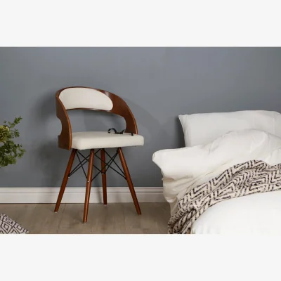 The Range Parkar White Leather Effect Chair with Curved Back - White